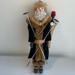 Vintage Nordic Old World Santa Claus Figurine With Bag Of Toys Handmade OOAK